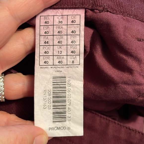 Promod x Pantone cosmic violet jeans Oscar 8 purple maroon burgundy - Picture 4 of 6